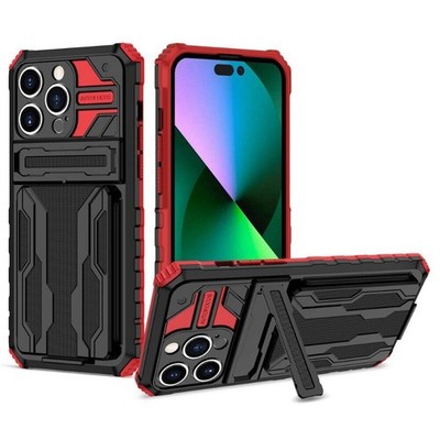 Armor Rugged Card Slot Phone Case For iPhone 17 16 15 14 13 12 11 Pro Max 7 8 XR