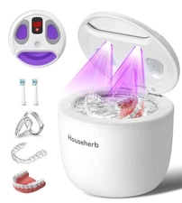 Ultrasonic Retainer Cleaner, Dental Cleaning Pod for Denture, Mouth Guard, Align