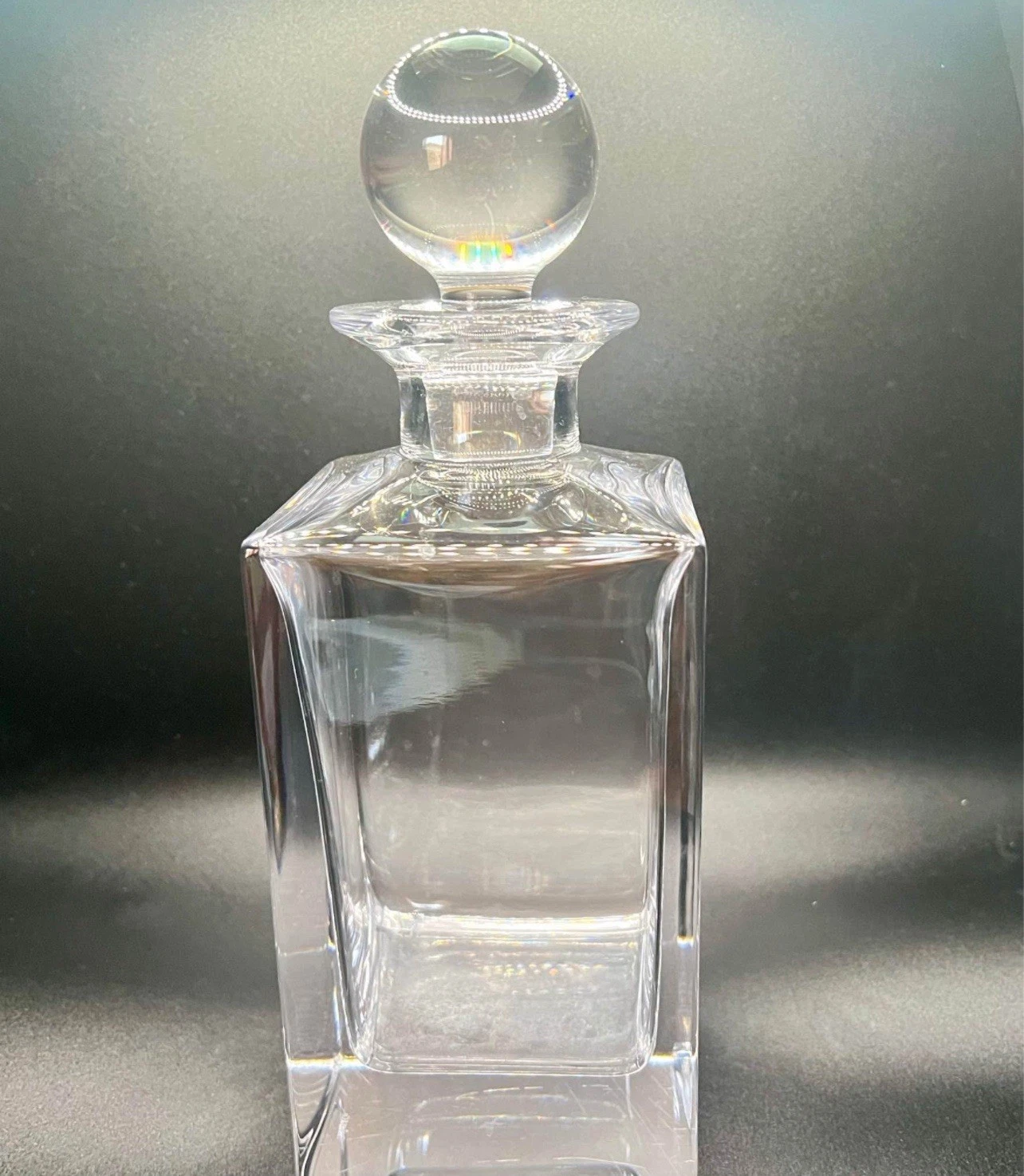 Tiffany & Co Marked Classic Crystal Square Decanter with stopper Heavy