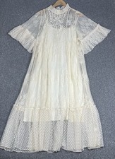 Joanie Clothing Havisham High Neck Lace Midi Dress Pearled Ivory - Size Large