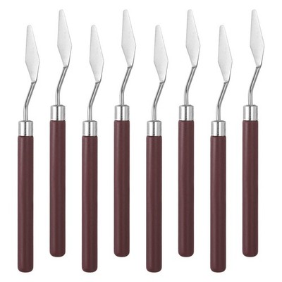 6.46'' 8 Pcs Stainless Steel Palette Knife Rosewood Handle Point #1 Reddish Brown