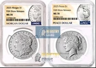2025 Morgan Peace Silver Dollar Set NGC MS70  Fun Show Releases Orlando Presal%