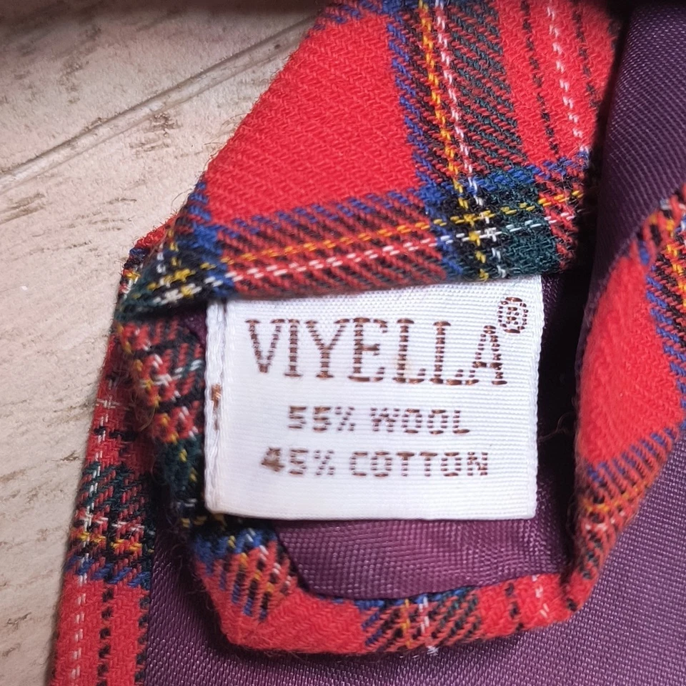 Corbata de colección Bert Pulitzer roja a cuadros mezcla de algodón y lana Foto 4 de 4