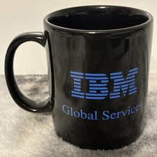 IBM Coffee Mug Blue Logo Vintage Tea Cup Global Services Ceramic Computers VTG