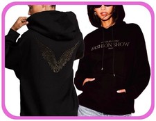 Small VICTORIA'S SECRET FASHION SHOW 2025 RHINESTONE BLACK HOODIE Nwt Nip