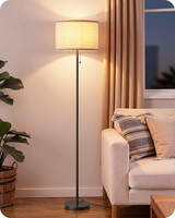 57'' Modern Floor Lamp with Linen Shade, Tall Standing Lamp for Living Room, Bed