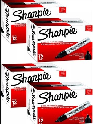 Sharpie - King Size Permanent Markers Chisel Tip Black - 48 Pack