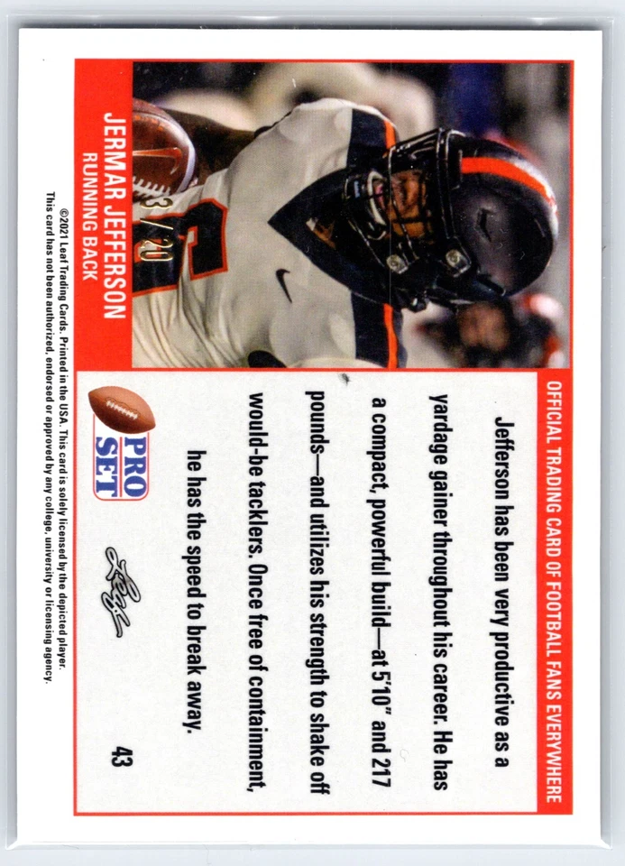 2021 Leaf Pro Set Metal Jermar Jefferson Black Crystal #'d/20 - Image 2 of 3