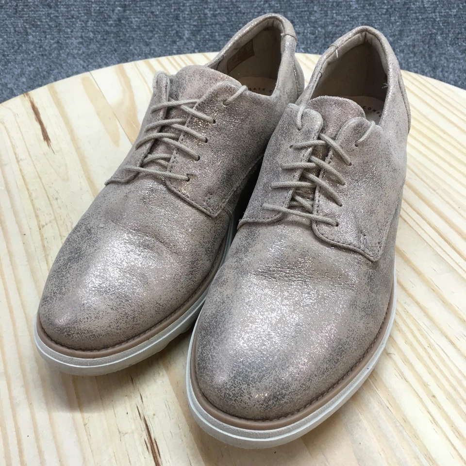 Clarks Oxford Mujer 9M Marrón Sharon Cristal Puntera Redonda Cuña Con Cordones Informal Foto 3 de 4
