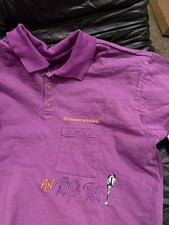 Chrome Hearts Purple Graphic Print Long Sleeve Polo Shirt Men's L with Pocket