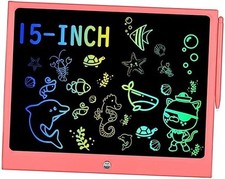 LCD Writing Tablet for Kids, 15 Inch Colorful Electronic Doodle Board 15in Pink