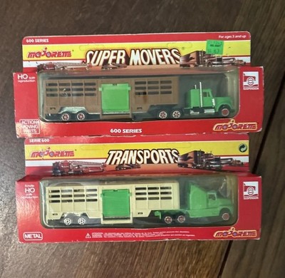 RARE - 1991 Set Of 2 Majorette 600 Series  Super Movers  Cattle Haulers - NEW