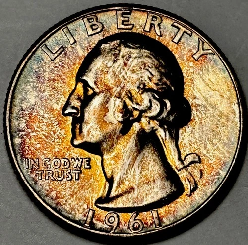 1961-P Type B Proof Reverse Washington Quarter - GEM BU GREAT TONING!!!