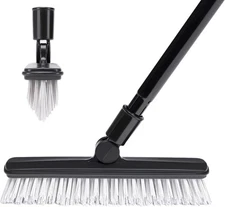 2 Pack Grout Brush with Long Handle 50 Inches, Swivel Floor Scrub Broom, Tile S