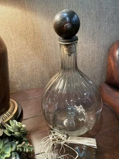 JAN BARBOGLIO NEIMAN MARCUS XL FLUTED GLASS DECANTER W IRON STOPPER RARE RETIRED