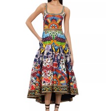 Alice + Olivia Diana On The Road Midi Dress High Low Floral Colorful Bustier 6