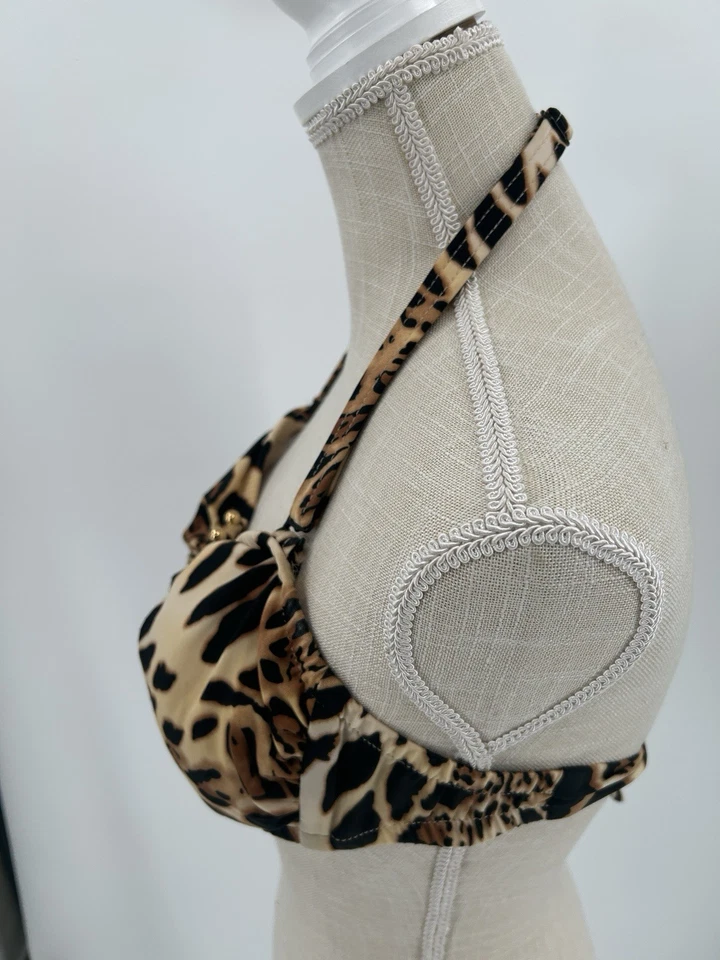 Top de bikini VENUS push up negro dorado lentejuelas estampado de leopardo talla D Foto 3 de 4