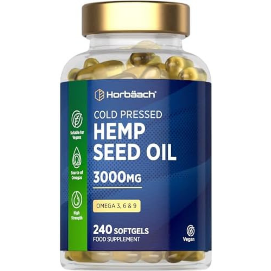 Hemp Seed Oil Capsules High Strength 180 Softgels 3000mg Cold Pressed Supplement