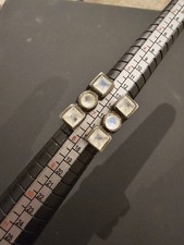 925 Sterling Silver Geometric Moonstone Size 7 Heavy Ring Vintage