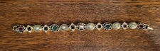 Vintage Victorian Revival Gold Tone Jeweled Cameo Bracelet 7" Unsigned