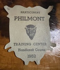 Vintage 1952 Philmont Training Center Handicraft Course Leather Plaque Boy Scout