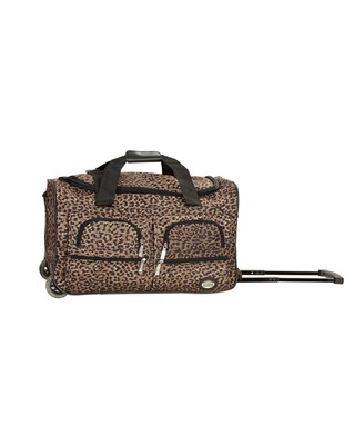 Rockland Rolling Duffel Bag, Brown Leopard, 100% polyester, 22-Inch