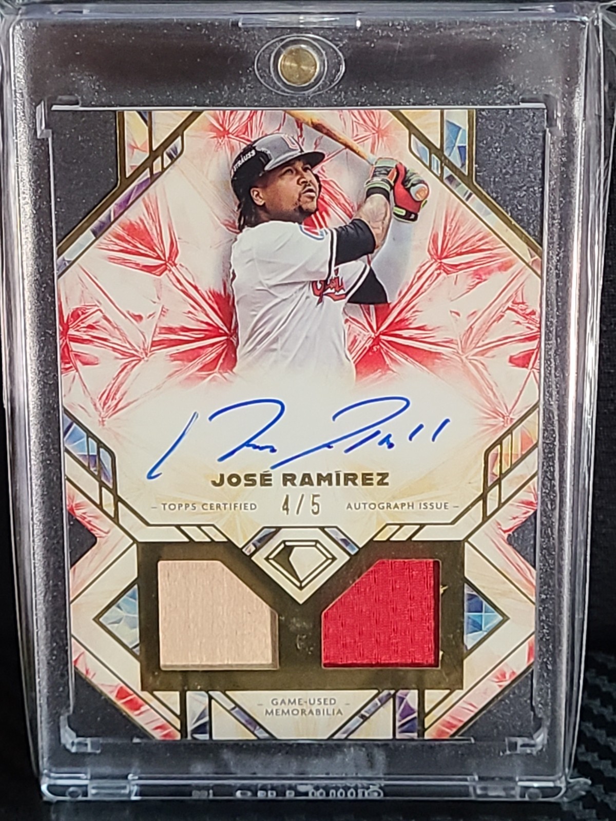 Jose Ramirez 2025 Topps Diamond Icons Patch Auto #/5 view 1