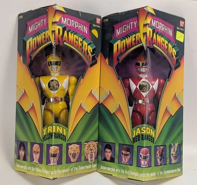 1993 BanDai Mighty Morphin Power Rangers 8" Red & Yellow Ranger Boxed Unused - Image 1 of 4