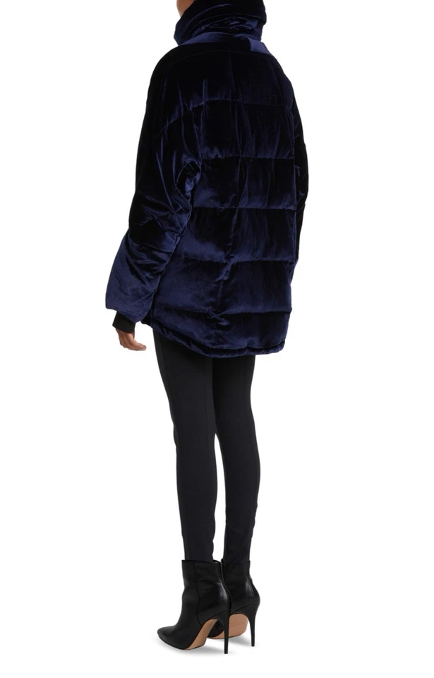 Chaqueta acolchada Badgley Mischka azul phebe terciopelo talla grande XL Storm Cuff Velou Foto 3 de 4