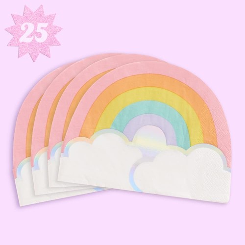 , Rainbow Napkins - 3-ply, 25 pcs | Happy Pastel Birthday Party Decorations, ...