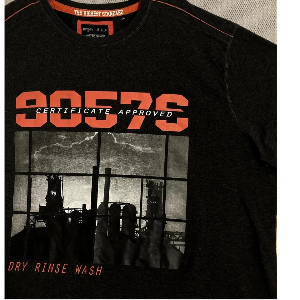 Camiseta Angelo Litrico Masculina Antiga 5XL Preta Gráfica O Mais Alto Padrão 1971 Anos 90 - Imagem 3 de 4