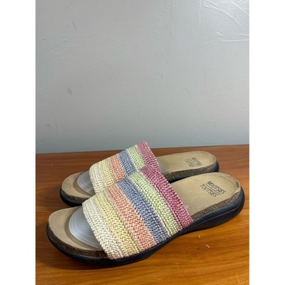 Mootsies Tootsies Moemilia Sandal Woven Colorful Pastel Stripe Slide Slip on 9.5