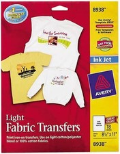 Avery 8938 T Shirt Transfers for use with Ink Jet Printer 18 Sheets 8 1/2 x 11