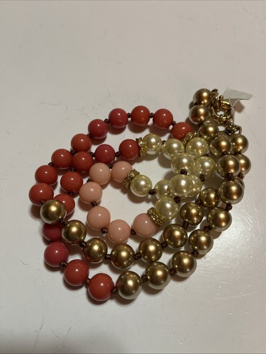 J Crew Goldtone Orange Coral Bubble Bead Balls Necklace 30” - Picture 1 of 6