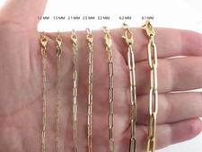 14k Yellow Gold Paperclip Chain Necklace 16" 18" 20" 24" - 1.2 mm - 6.1 mm