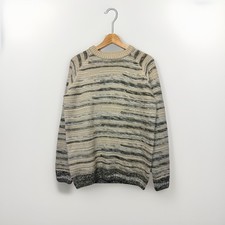 Folk Jumper Chunky Knit Sweater Pullover Wool Blend Mens Medium Size 3 Beige