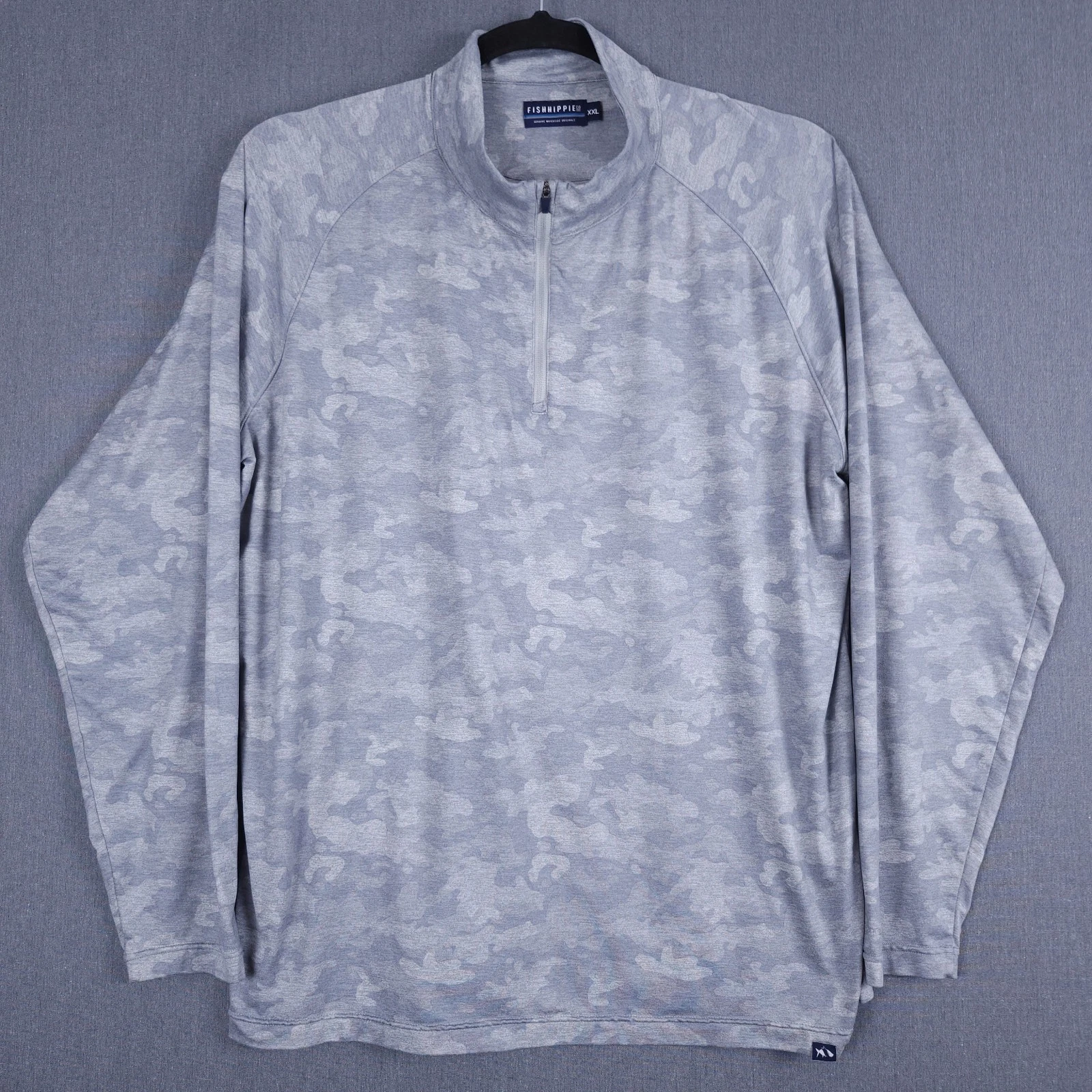 Fish Hippie Roan Camo Print 1/4 Zip Mens XXL Gray Long Sleeve Performance 2XL