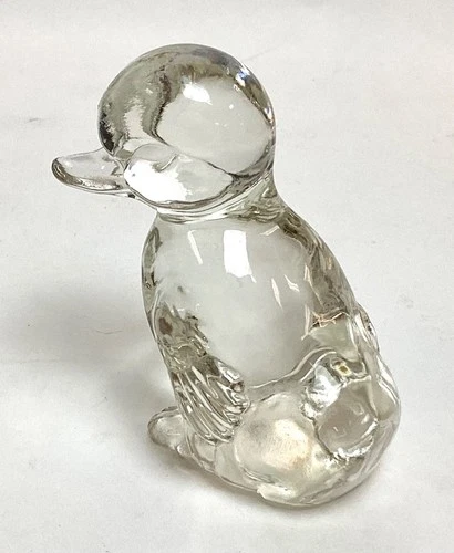 Vintage FENTON Clear Art Glass Duck Paperweight Figurine 3.5" Tall x 3" Diameter