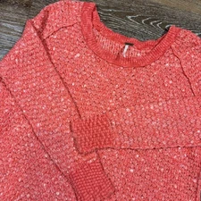 Free People Sweater Women's M Pink Coral Textured Knit Sweater Tunic Loose Fit