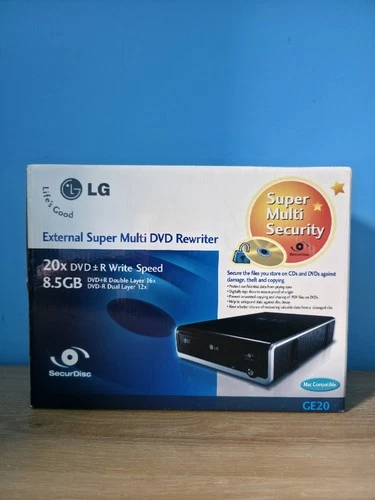 LG GE20 NU10 20x External Super Multi CD/ DVD +-R/RW Rewriter Drive Backup  VGC.