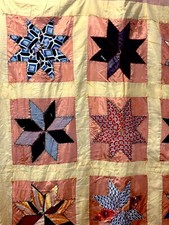 Vintage AMERICANA Quilt Folk Art Quilt Silk Rayon Chase Star Handmade