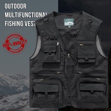 Men's Mesh Breathable Multi-Pocket Waistcoat Outdoor Hiking Fishing Vest Jacket