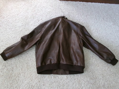 Chaqueta Bomber De Colección Años 80 Solo Miembros Para Hombre Cuero Marrón Talla L Grande - Imagen 14 de 17