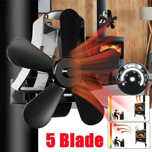 Powerless Fireplace Fan Stove Fan 5 Blade Blower Stove Fan Holzo O3A0 - Afbeelding 1 van 21