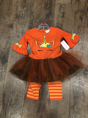 Fall Theme 2 Piece Unicorn Tutu Outfit 18 Months fall unicorn fall baby set 