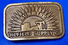 Sunrise Oilfield Supply Oil Well Rigs Company Advertisement Vintage Belt Buckle