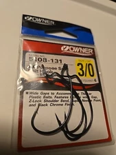 Owner All Purpose Soft Bait Wide Gap Hook, Size 3/0, 4 Pack - 5108-131