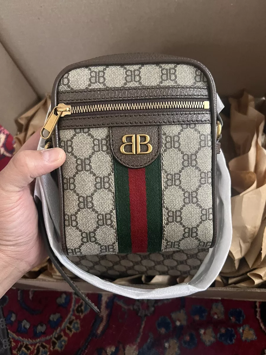 Gucci X Balenciaga Hacker Project Mens Shoulder Zip Bag Beige In Hand! Receipt