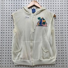 Vintage 80s Ocean Pacific Zip Hoodie Beige Fits Mens XS Surf Made USA 19x22