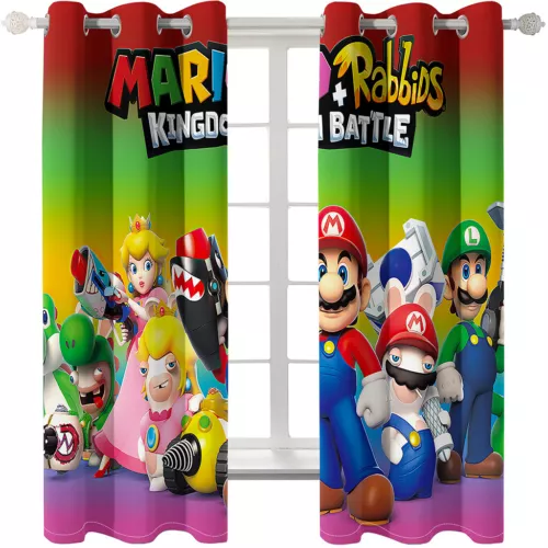 Kids Blackout Curtains Super Mario Bedroom 3D Curtains Thermal Ring Top Eyelet - Picture 11 of 21